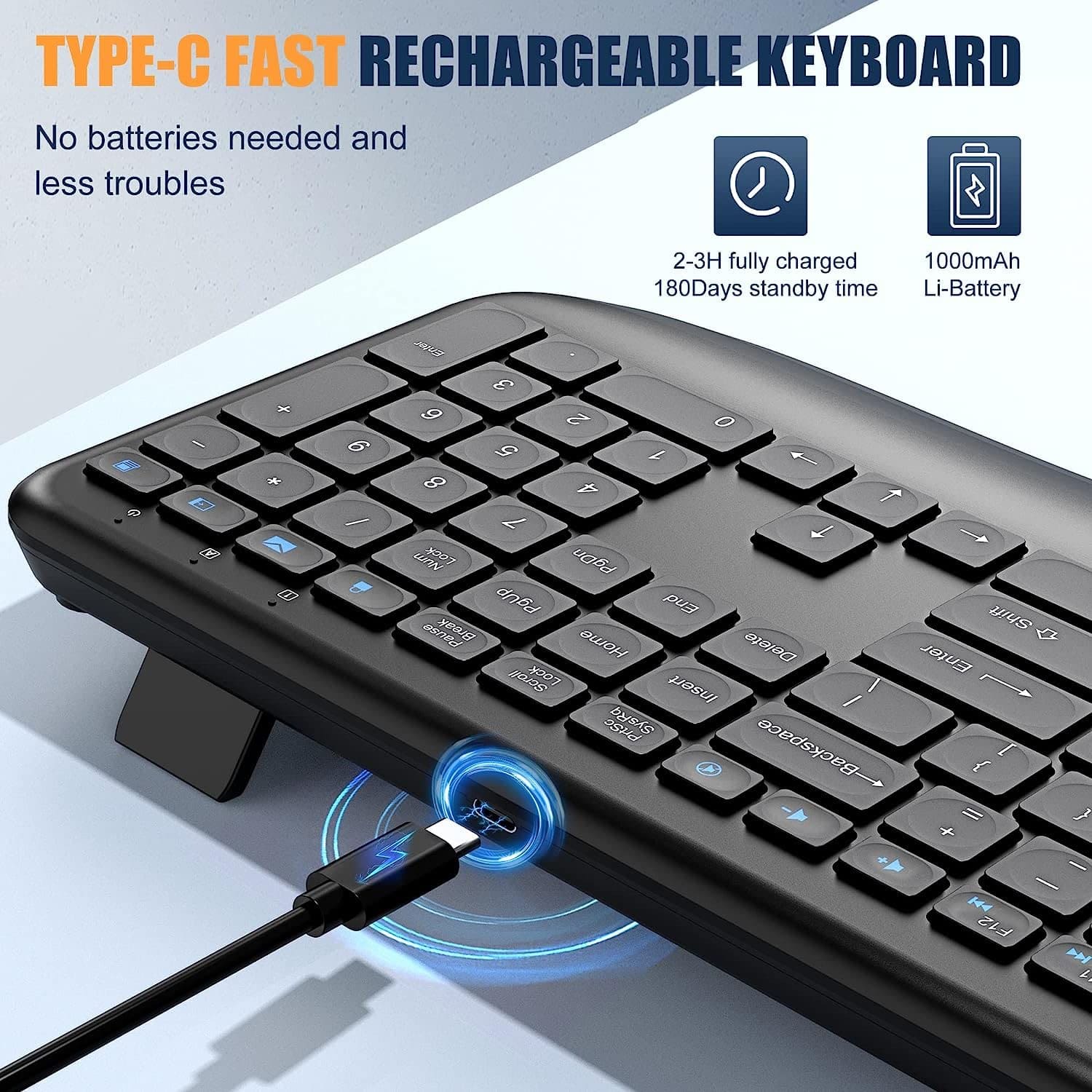 Ergonomic Wireless Computer Keyboard