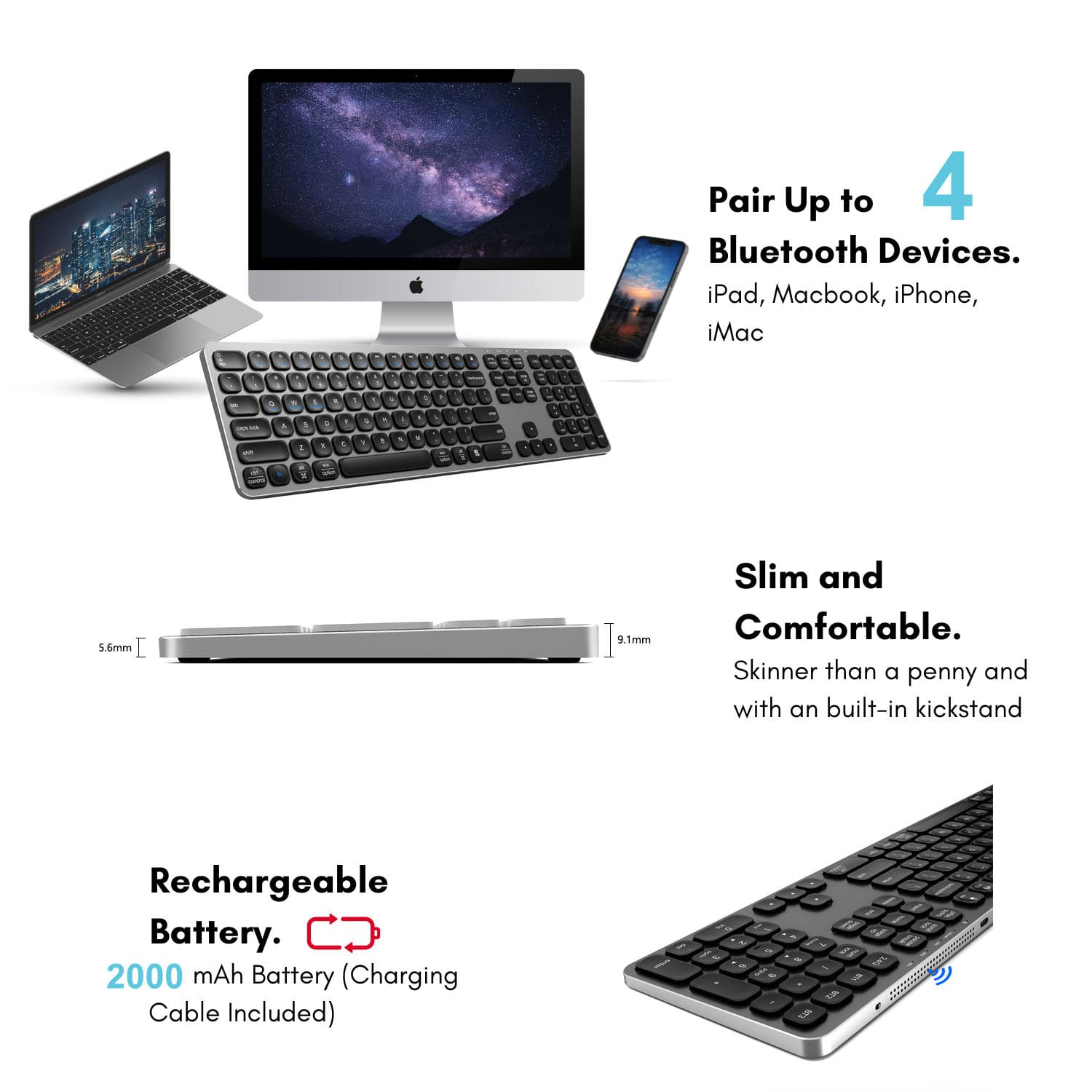 Multi-Device Office RGB Backlit Aluminium Keyboard