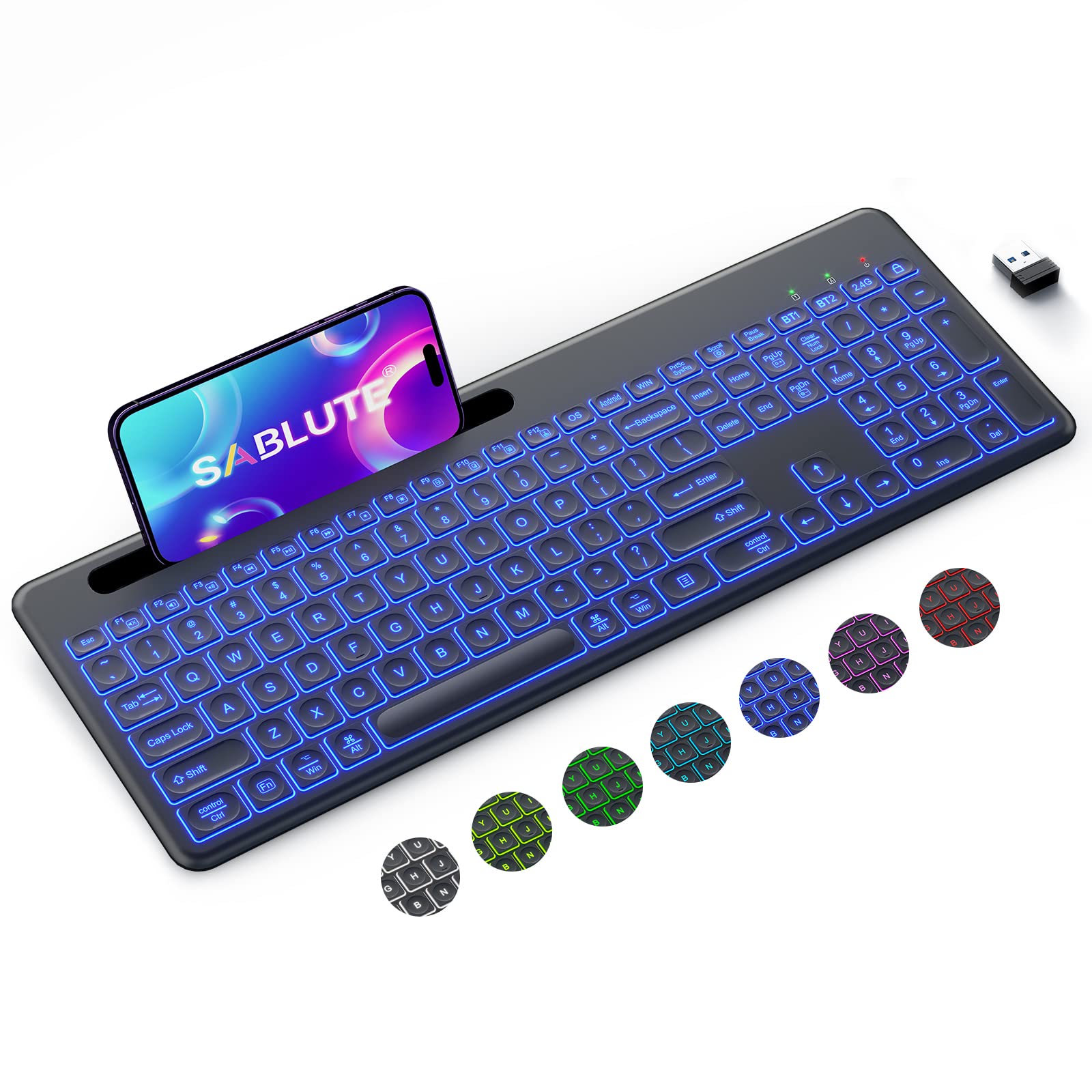 7 Color Backlight Wireless Keyboard