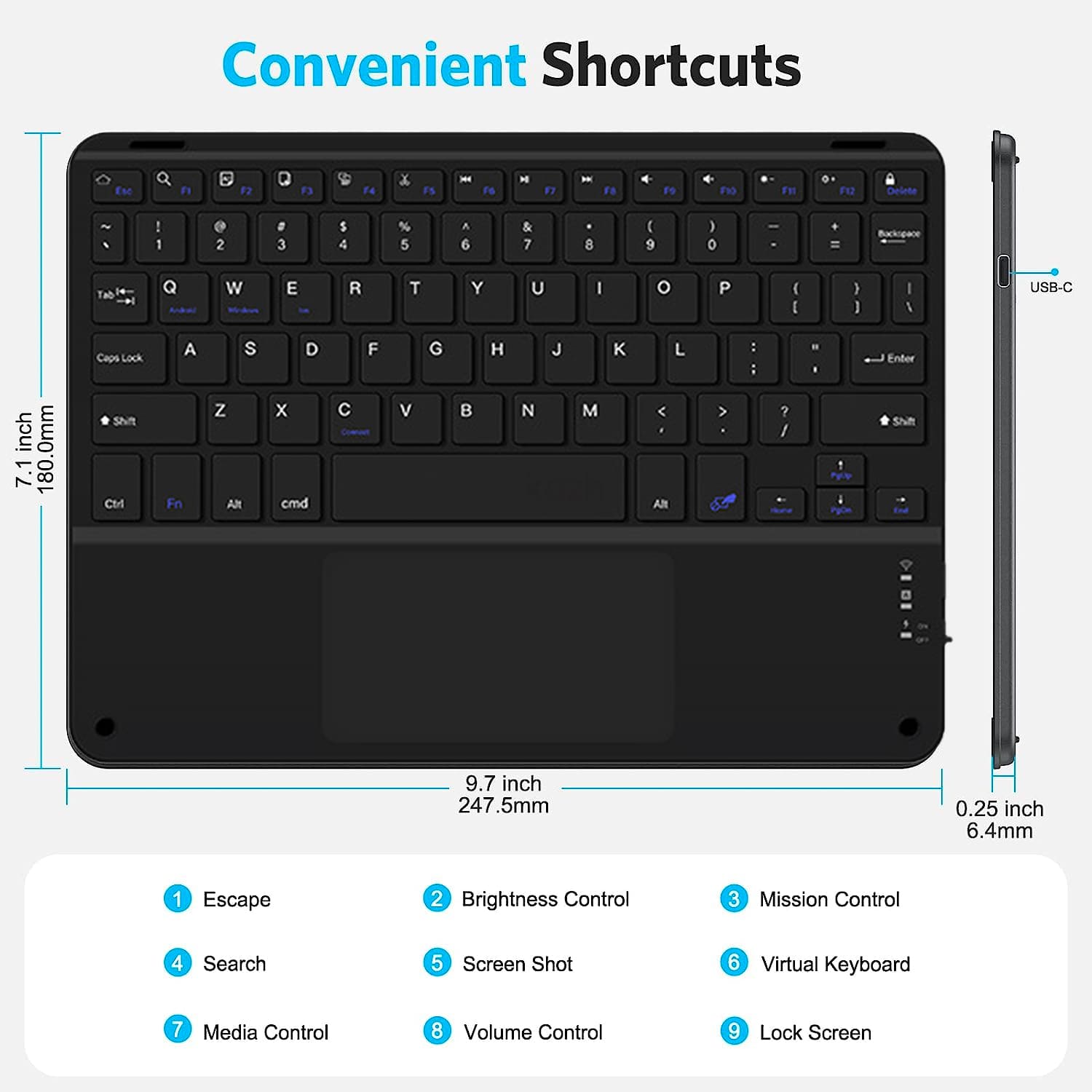 78keys Bluetooth Thin Keyboard with touchapd