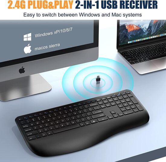 Ergonomic Wireless Computer Keyboard