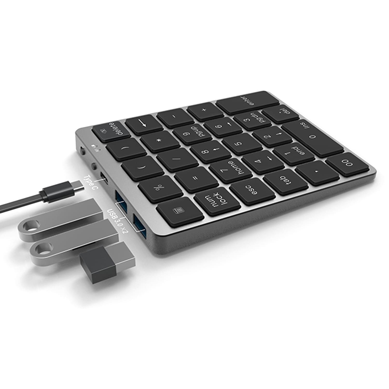 Bluetooth numeric keyboard with hubs