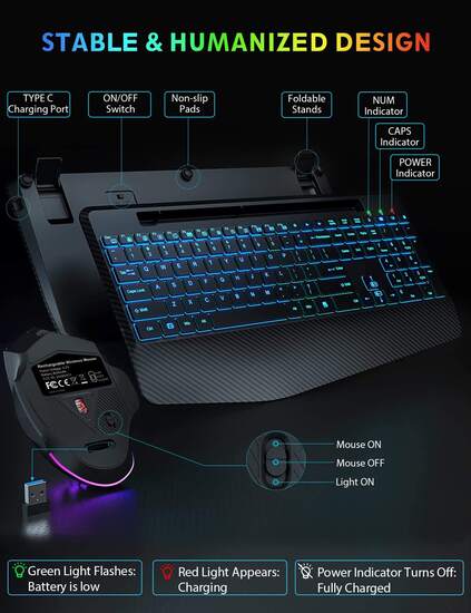 Wireless Gaming Keyboard and Mouse Combo