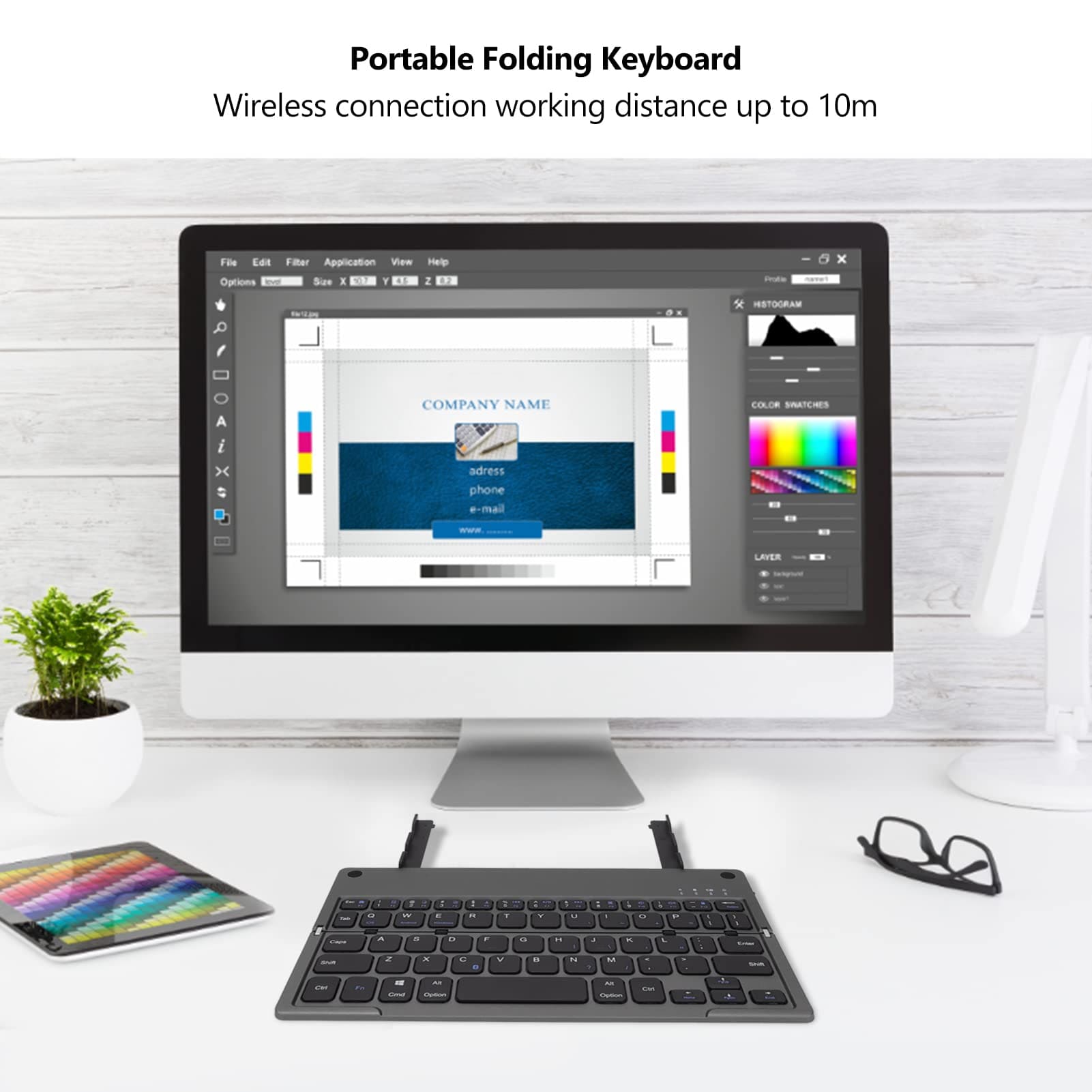 60 Keys Bluetooth Folding Keyboard