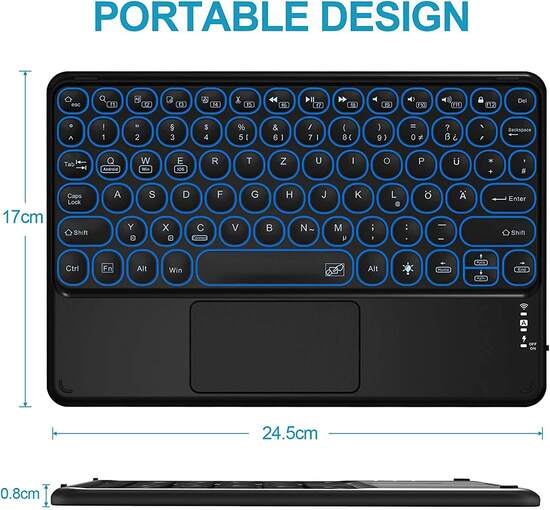 Wireless Backlit Bluetooth Keyboard with Touchpad